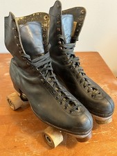 Vintage Riedell Style 152 Black Quad Roller Skates Size 11 Chicago Plates Wheels