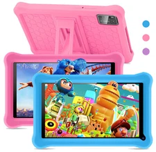 AEEZO Kids Tablet 10 inch Android 13 Tablets 6+64GB with Shockproof Blue ＆ Pink