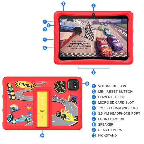 Contixo K103A 10" Inch Kids 64GB Android Tablet w/ Disney eBooks Wi-Fi Camera - Picture 36 of 36