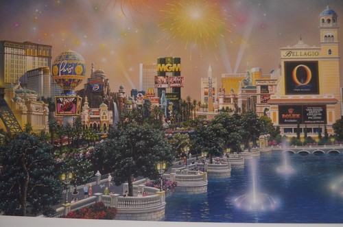 Stampa panoramica ""textured"" serata di Las Vegas firmata e numerata da Alexander Chen. - Foto 6 di 12