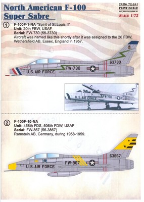 Xtra Decals 1/72 NORTH AMERICAN F-100C SUPER SABRE U.S Air Force Xtra Decals 1/72 NORTH AMERICAN F-100C SUPER SABRE U.S Air Force