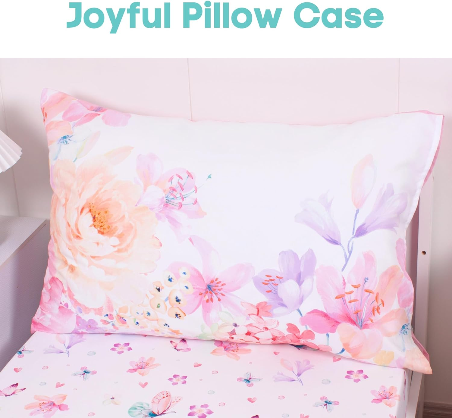 Blush Floral Butterfly Toddler Bedding Set, Girl Toddler Bed Set