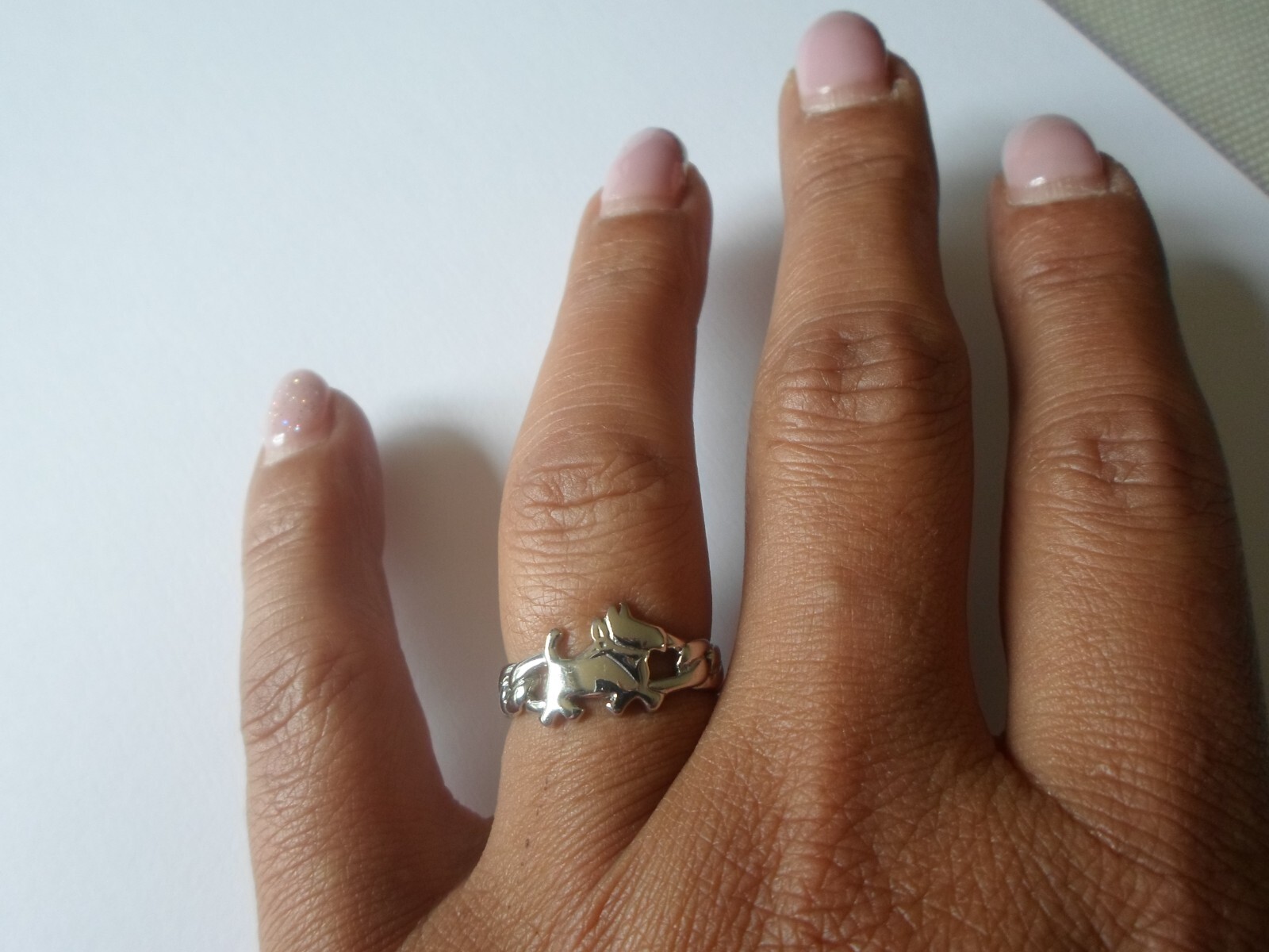 solid silver ring, openwork, dog, size 54 - image 3