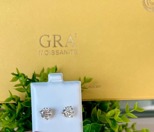 14K Moissanite D Color VVS1 Clarity Martini Screwback Solitaire Stud Earrings - Picture 10 of 10