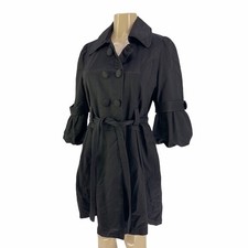 Luii Black Puff Sleeve Trench Coat