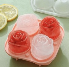 1pc 4 Grid Rose Ice Hockey Mold Ice Cubes , Silicone Ice Cube, Frozen Whiskey 
