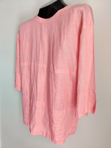Yves Saint Laurent Rive Gauche Linen Pink Tunic Blouse Vintage Fabulous - Picture 4 of 12