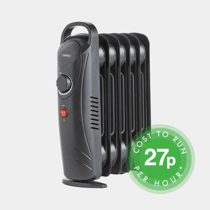 Black 6 Fin Oil Filled Radiator 800W Mini Electric Portable Heater ED | eBay