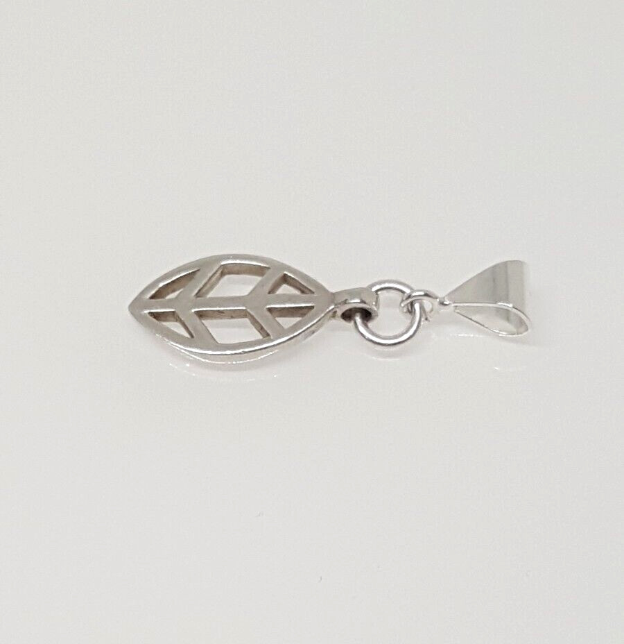 Gorgeous Solid Openwork Leaf Pendant 925 solid si… - image 12