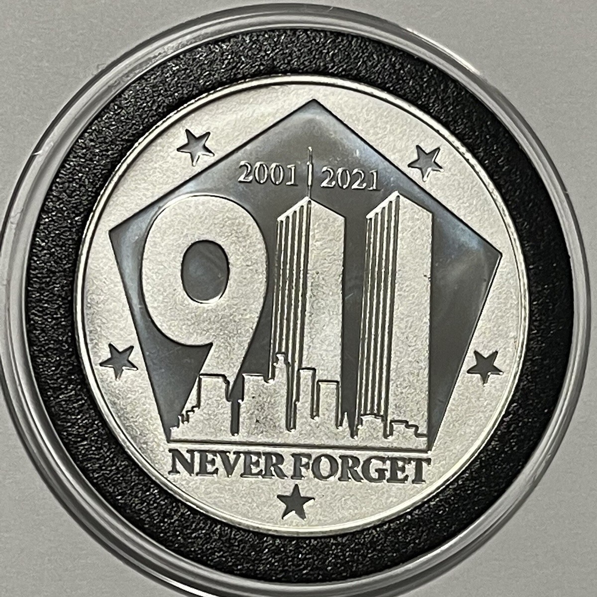 Never Forget 9-11 Twin Towers World Trade Coin 1 Troy Oz .999 Fine