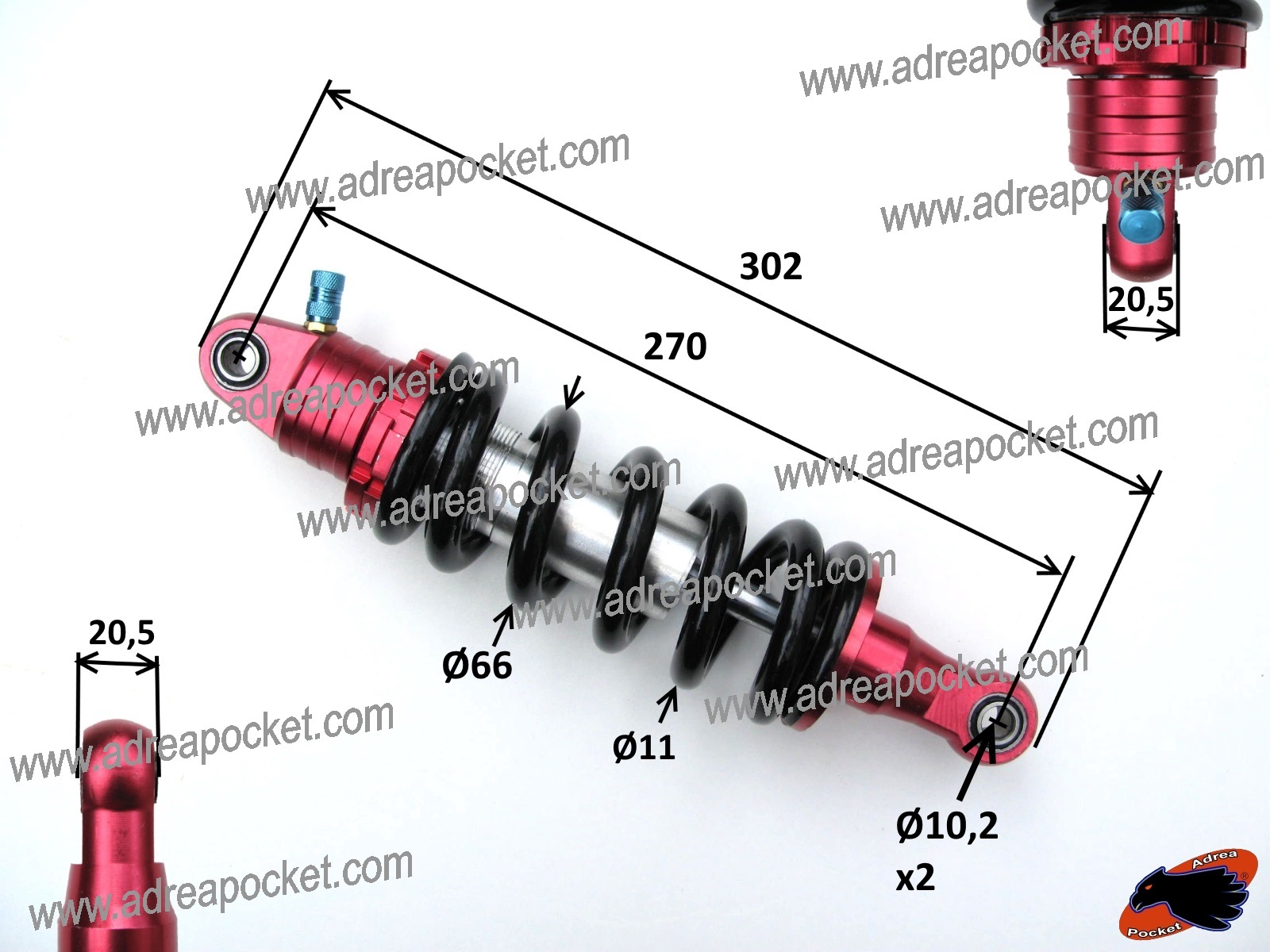 Amortisseur 270 mm S7 de précision avec ressort 1000 LBS pour pit bike cross arrière