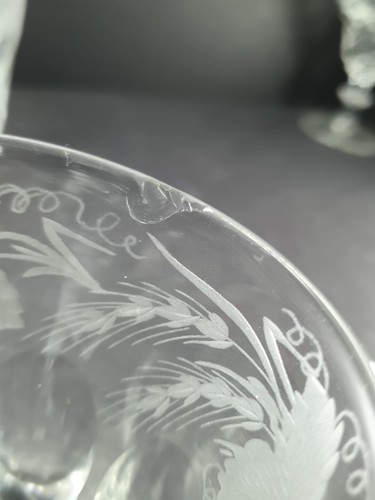5x Late Victorian Heavy Etched Cut Glass Crystal Whisky Tumblers The Last Drop - Picture 8 of 10
