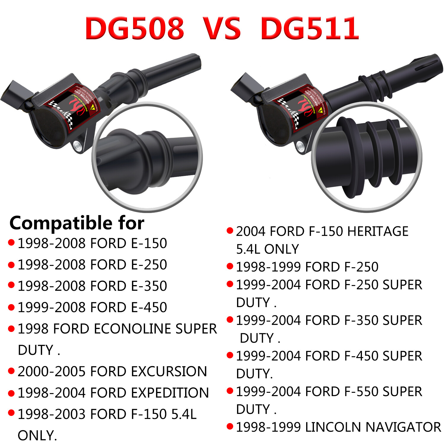 Ignition Coil 8 Pack For Ford 4.6L 5.4L F150 F250 E350 Mercury V8 DG508 ...