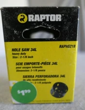 NEW Black Raptor Heavy Duty Bi Metal Drill Hole Saw 34L 2-1/8" RAPHS218