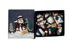 Set Of 6 Felt Snowman Ornaments With Handmade Decorative Box