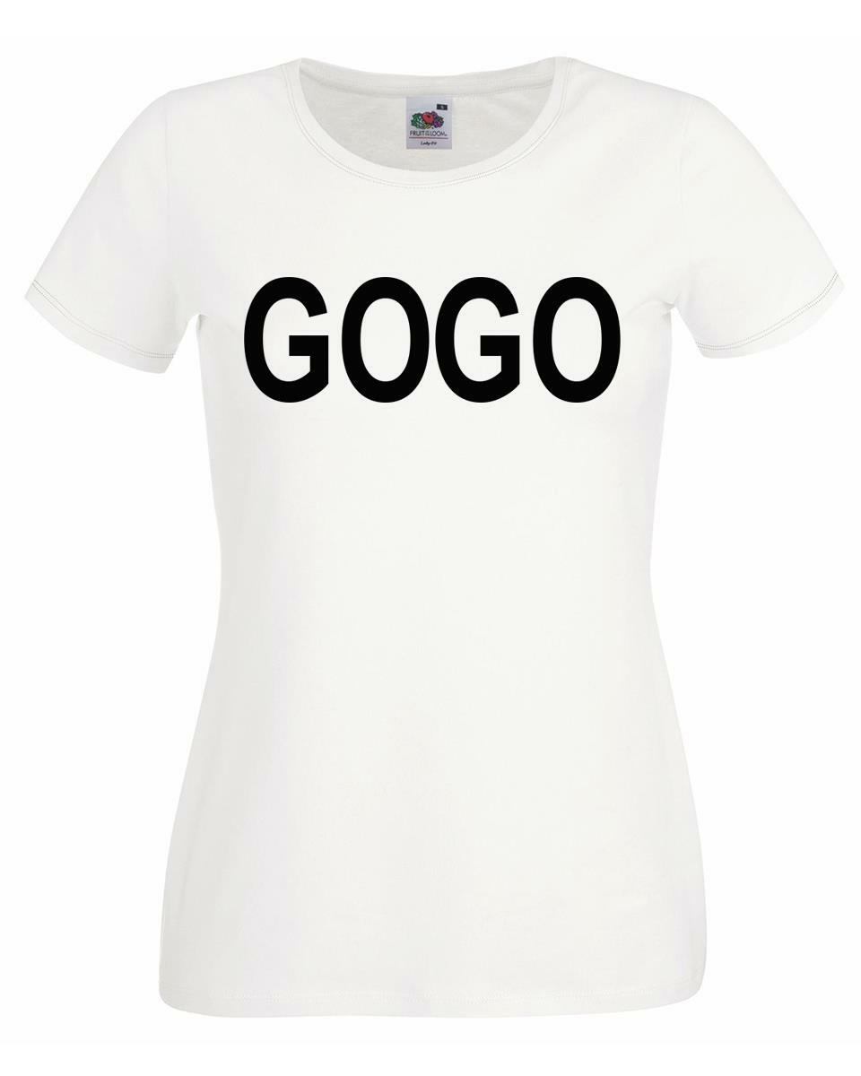 GoGo 80's No1 Pop Hits Chart Music Design Lady Fit White T-Shirt