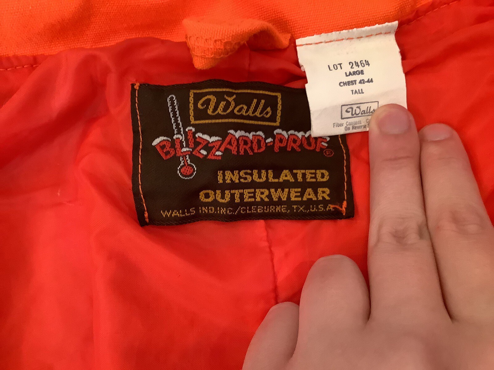 Walls Blizzard Proof insulated Coveralls Hunter Orange Mens Large Tall