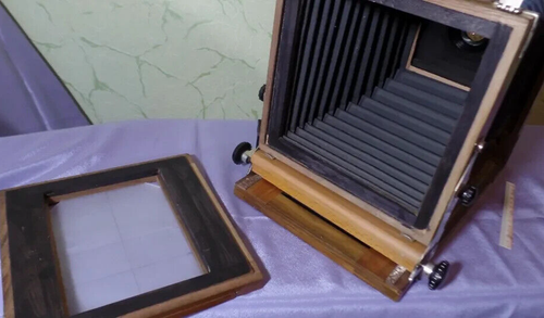 appareil photo pliant vintage en bois g FKD 13x18 cm et objectif Industar-51 f4,5/210 mm 2216 - Photo 5/10