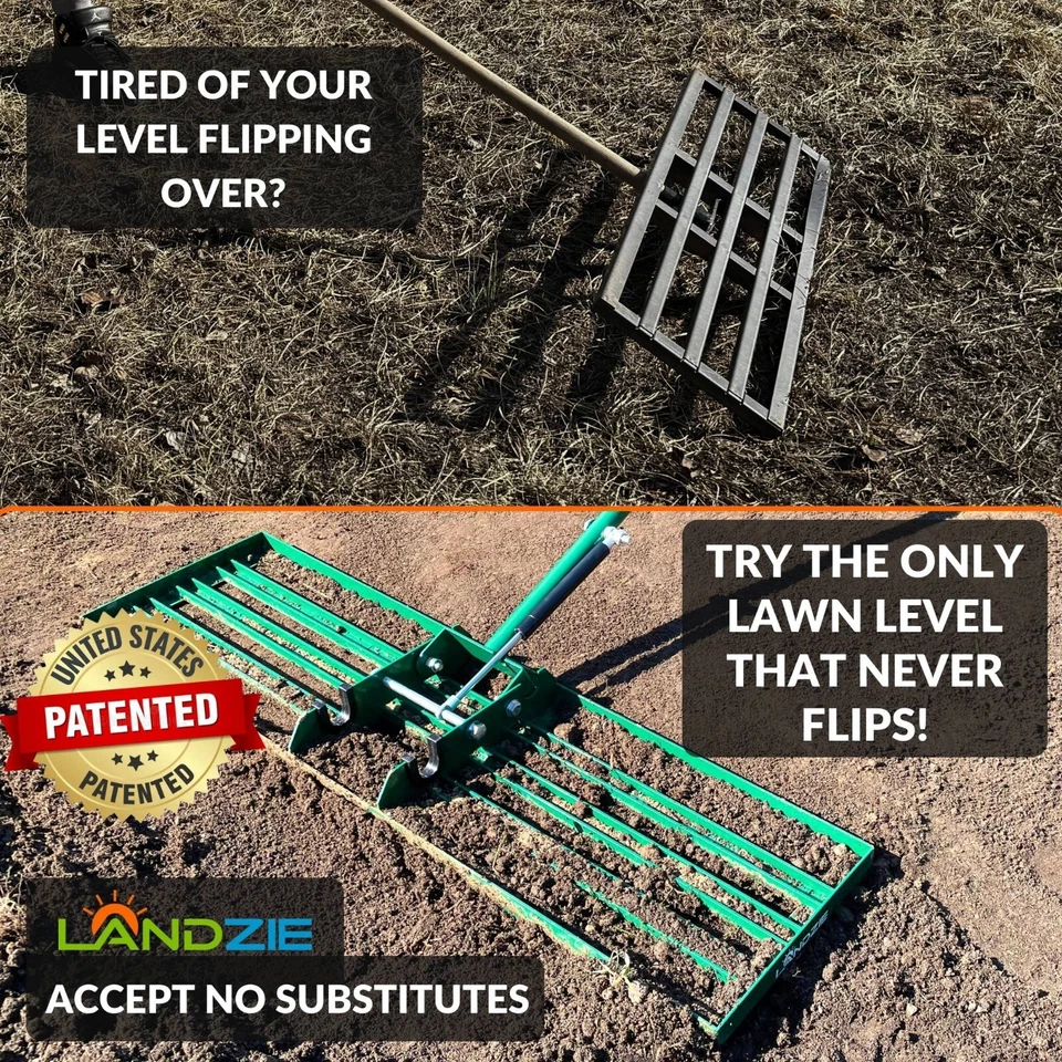 LANDZIE AeroLeveler - Rastrillo nivelador de césped neumático patentado de 36 pulgadas de ancho Foto 2 de 4