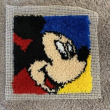 Mickey Mouse Disney Caron Latch Hook 13"x13" COMPLETED Rug Mat