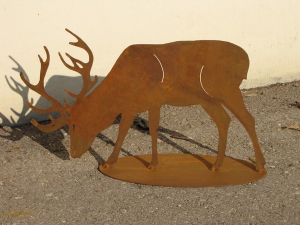 Edelrost Hirsch Fressend Auf Platte 40 Cm JäGer Weihnachtsdeko Rost Wildtiere-image