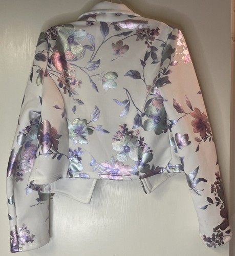 2hip girls White Easter Floral shimmering long sleeve zip jacket size 7 - Picture 2 of 11