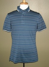 NWT G/Fore Men's Golf Short Sleeve Striped Polo Shirt Size M Color Ink 120