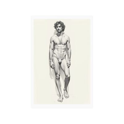 Giuseppe, Original Unique Fine Art Drawing, Nude Male Portrait. | eBay