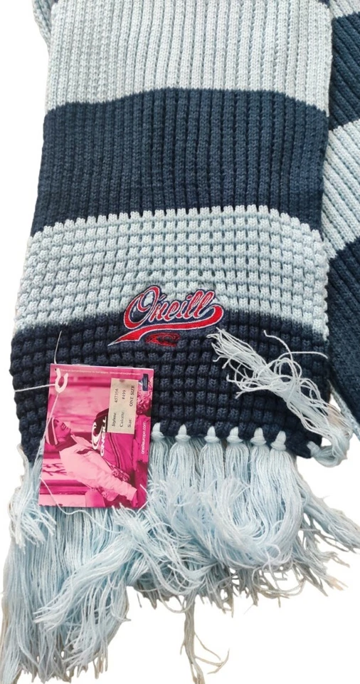 O'Neill Scarf Neck Warmer Wool Scarf Chucky Knit Blue Stripes  — 第 2/3 张图片