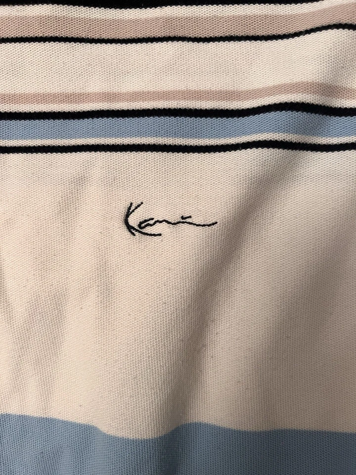 Polo Kani Dorado Para Hombre Grande Azul con Rayas Blancas y Doradas Manga Larga Foto 4 de 4