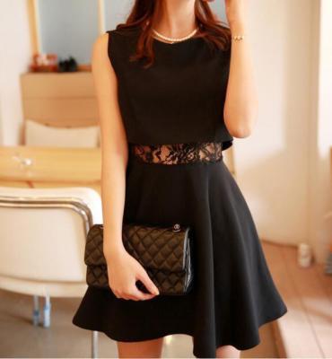 Korean Womens Sweet Mini Lace Splicing Dress Sleeveless Short Skirt Summer  Dress | eBay