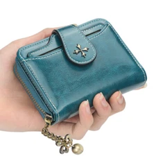 Leather Clutch Wallet for Women Ladies Credit Card Holder Organizer Short Purse