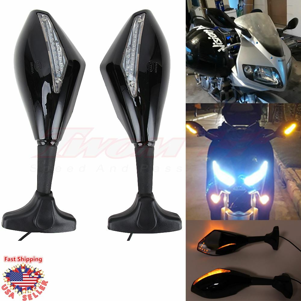 Motorcycle LED Turn Signal Blinker Light Rea rview Side Mirrors