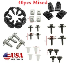 40PCS Car Auto Fender Bumper Door Panel Trim Push Pin Rivet Retainer Clips Mixed