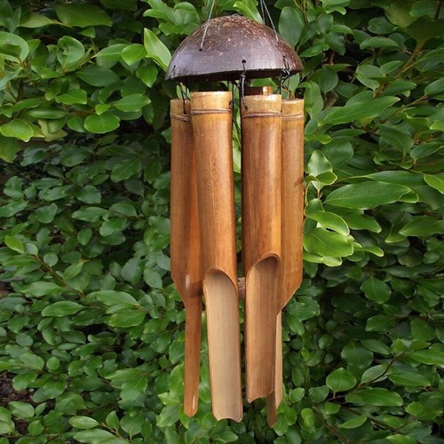 Campana a vento in tubo di bambù naturale fatta a mano per esterno interno casa giardino - Foto 19 di 24