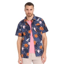 Hurley Hawaiian Blue Stretch Floral Short Sleeve Shirt Men's SMALL NWT