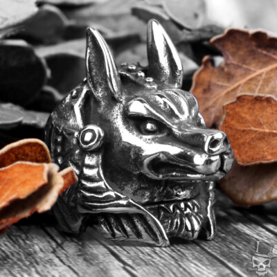 Sculpt Rings  Anubis Ring Edelstahl Ägyptischer Todesgott Ring, 3D Design