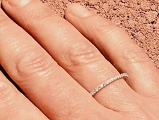 Dainty 1.5mm CZ Stack Eternity Wedding 925 Sterling Silver Band Ring 4.5-9.5