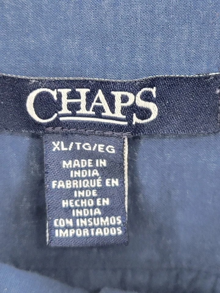 Blusa Ralph Lauren Chaps Feminina XL Azul Branco Tie Dye Listra Manga Longa Botão para Cima - Imagem 3 de 4