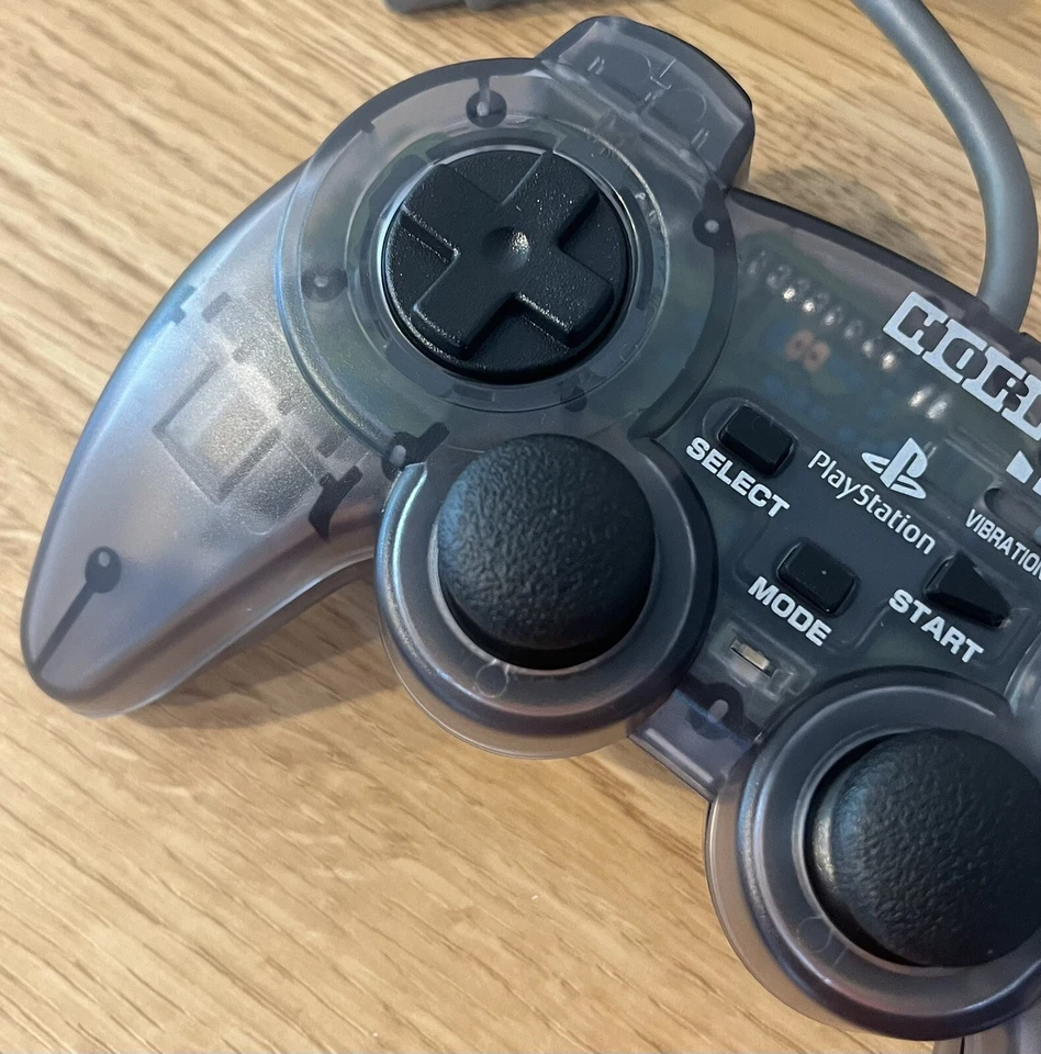 Hori Analog Sindou Pad Gamepad Controller Clear Black PS1 PSone Japan Tested - Image 3 of 4