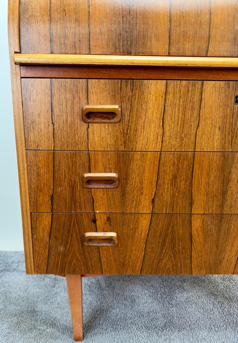 Bernhardt Pedersen Danish Mid Century Modern Rosewood Roll Top Desk