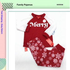 Family Pajamas Merry Pajama Set, Red Snowflakes,  Size 6-7