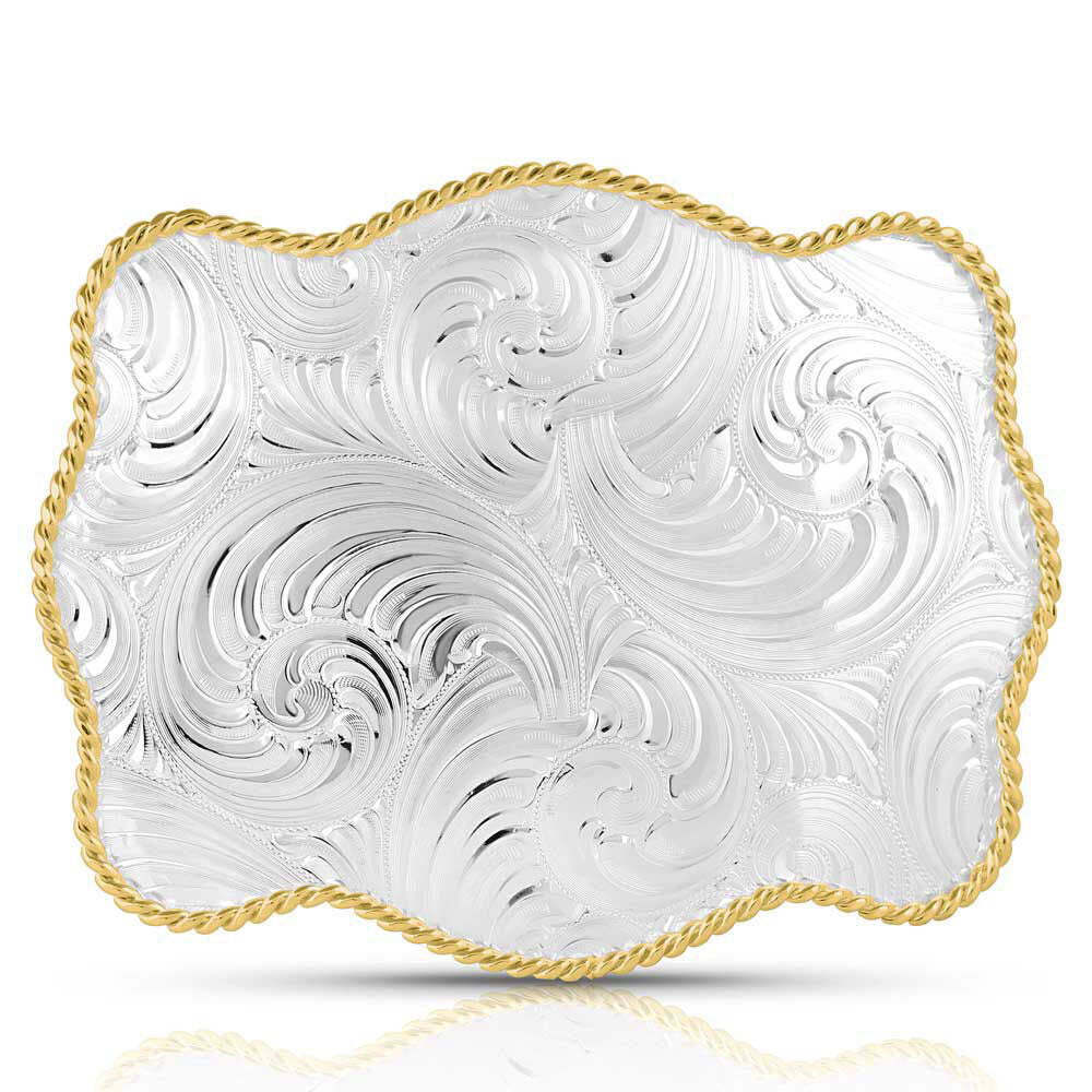 Western Rope Filigree Initial Belt Buckle Montana Silversmiths Western Belt Buckle - Engraved ...