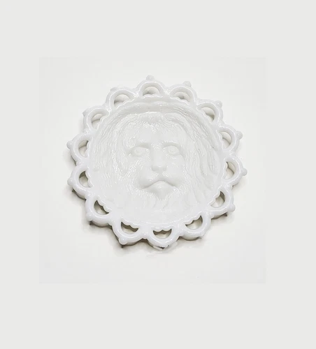 Milk Glass Vintage White Lion Dog Animal Face Trinket Dish Plate See Description