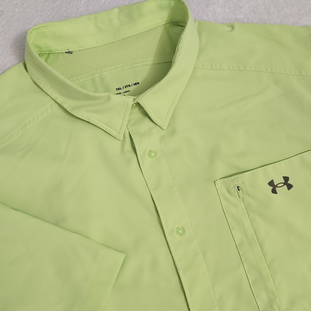 Under Armour Men's 3XL Drift Tide 2.0 SS Green Zipper Vented Shirt