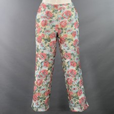 DOLCE & GABBANA Size 6 White Pink Jacquard Floral Capri Dress Pants