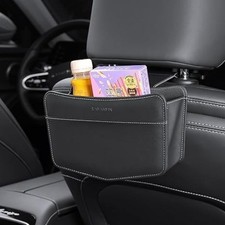 Trash Can Small Leather Vehicle Trash Bin Dustbin Garbage Organizer Holder with
