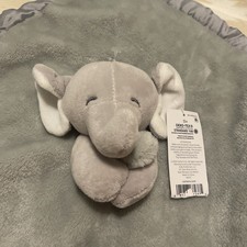 Carters Grey Gray Elephant Security Blanket Soft Velour Satin Lovey Lovie NWT