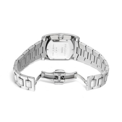 BVLGARI AA39S Wristwatch Square Quartz SS Silver Band Navy