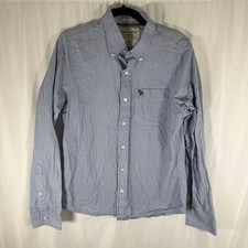 Abercrombie Fitch Shirt Men's Medium Blue Striped Muscle Button Up Long Sleeve